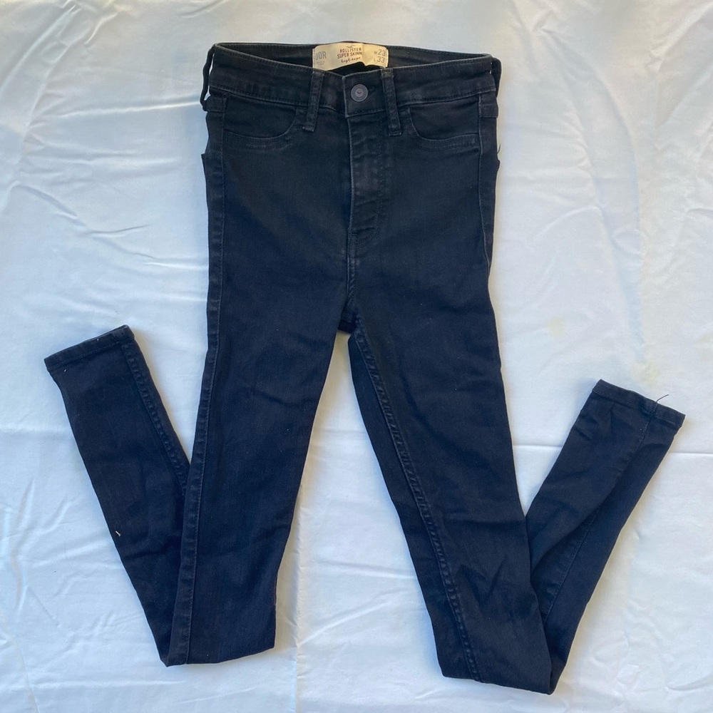 Hollister Girls Teens Womens Super Skinny High Rose Black Dark Wash Jeans